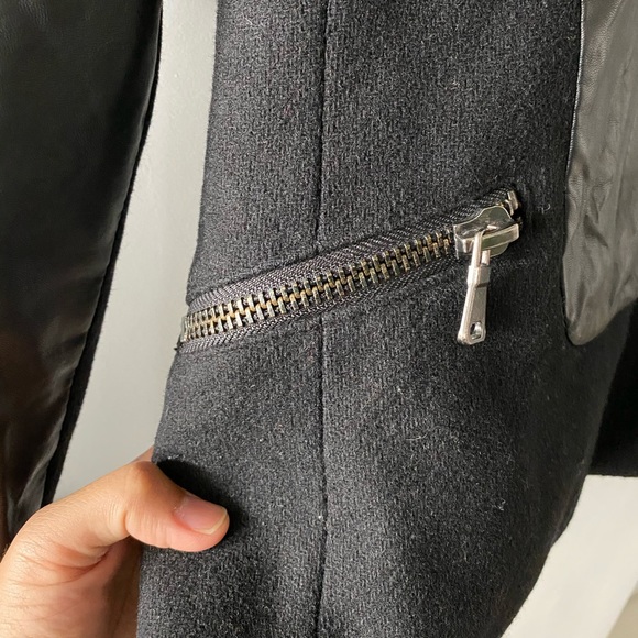 Zara Wool Blend Faux Leather Moto Biker Jacket - Picture 7 of 11